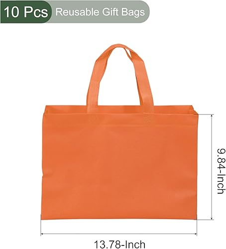 Miniatura 2 de YOKIVE Paquete de 10 bolsas de regalo reutilizables, bolsas de mano no tejidas en blanco, ideales para manualidades, comestibles (naranja, 9.8x13.8