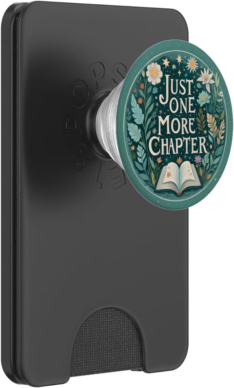 Just One More Chapter Bookish Book Reading Botanical Teal PopSockets PopWallet for MagSafe