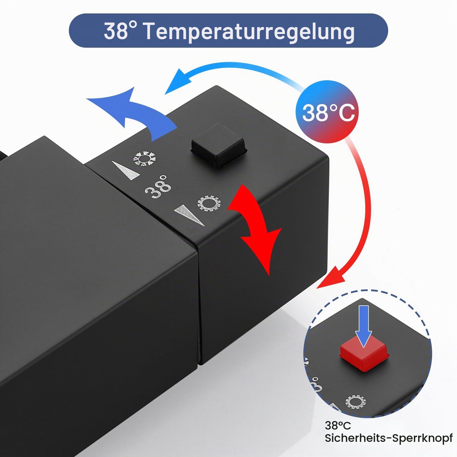 Duschsystem mit Thermostat Schwarz, Bevankly Duschset 30x30cm Regendusche