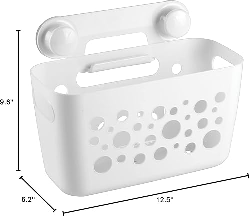 Miniatura 6 de mDesign Soporte y organizador de juguetes de baño de plástico para colgar, con ventosa para bañera o ducha, cesta de almacenamiento para