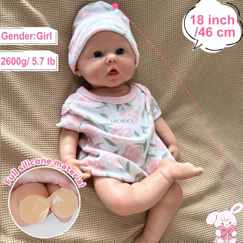 Muñeca Reborn bebé de silicona 18 pulg. realista miniatura 5