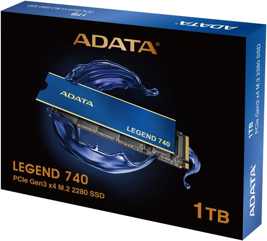 ADATA Legend 740 1TB PCIe Gen3 x4 NVMe 1.3 M.2 2280 Internal Solid State Drive SSD Up to 2,500 MB/s (ALEG-740-1TCS)