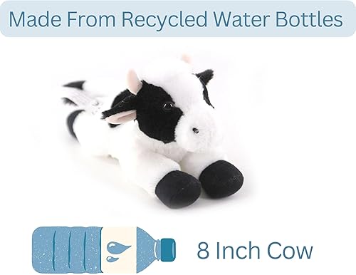 Miniatura 3 de The Petting Zoo - Peluche de vaca, regalos para niños, animales silvestres Scoopz, peluche de vaca blanca, 8 pulgadas