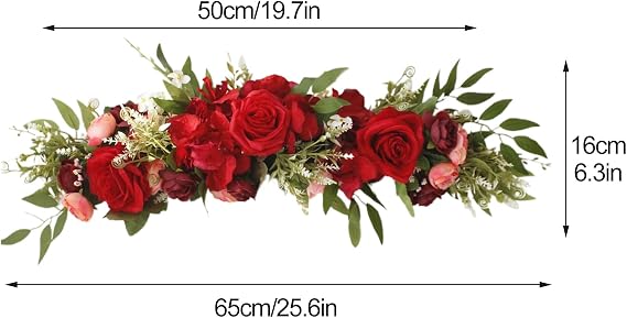 Wnvivi Artificial Flower Swag, 25.6 Inch Silk Rose Hydrangea Swag Arch Garland Front Door Decorative Floral Swags Lintel Floral Decoration for Wedding Ceremony Table Centerpiece (Pink)