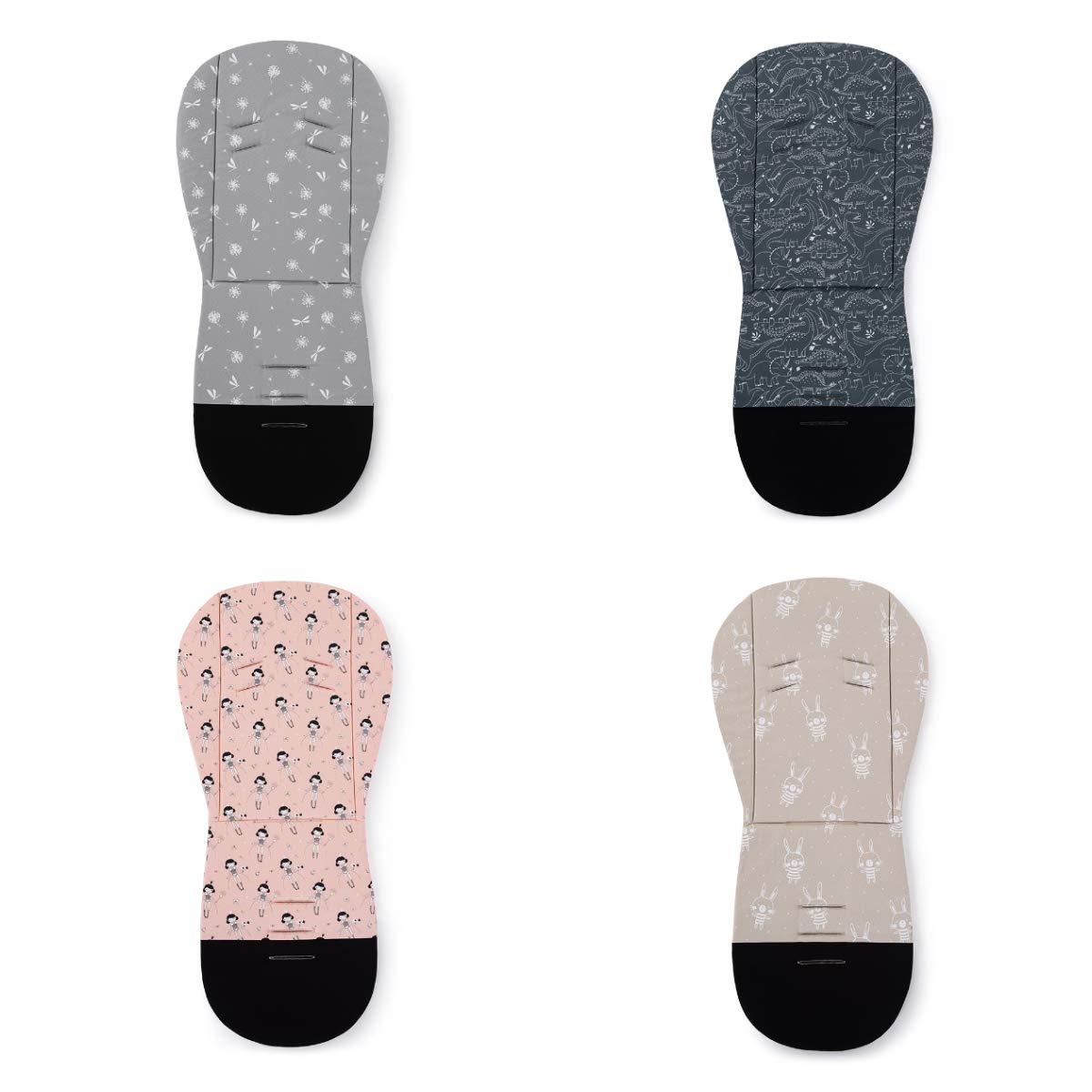 Petite&Mars Foamy * Memory Foam liner * Coprisedile universale per passeggino, carrozzina, passeggino, antiurto. Cotone (antracite Dino)