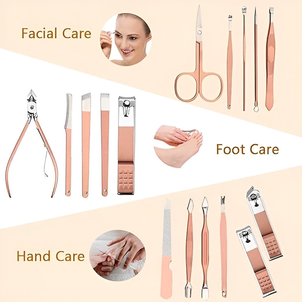BuntyChiku 16-in-1 Stainless Steel Manicure & Pedicure Kit – Complete Nail Grooming Set with Clippers, Cuticle Trimmer & Travel Case – Professional Nail Care for Men & Women (Multicolor) 3