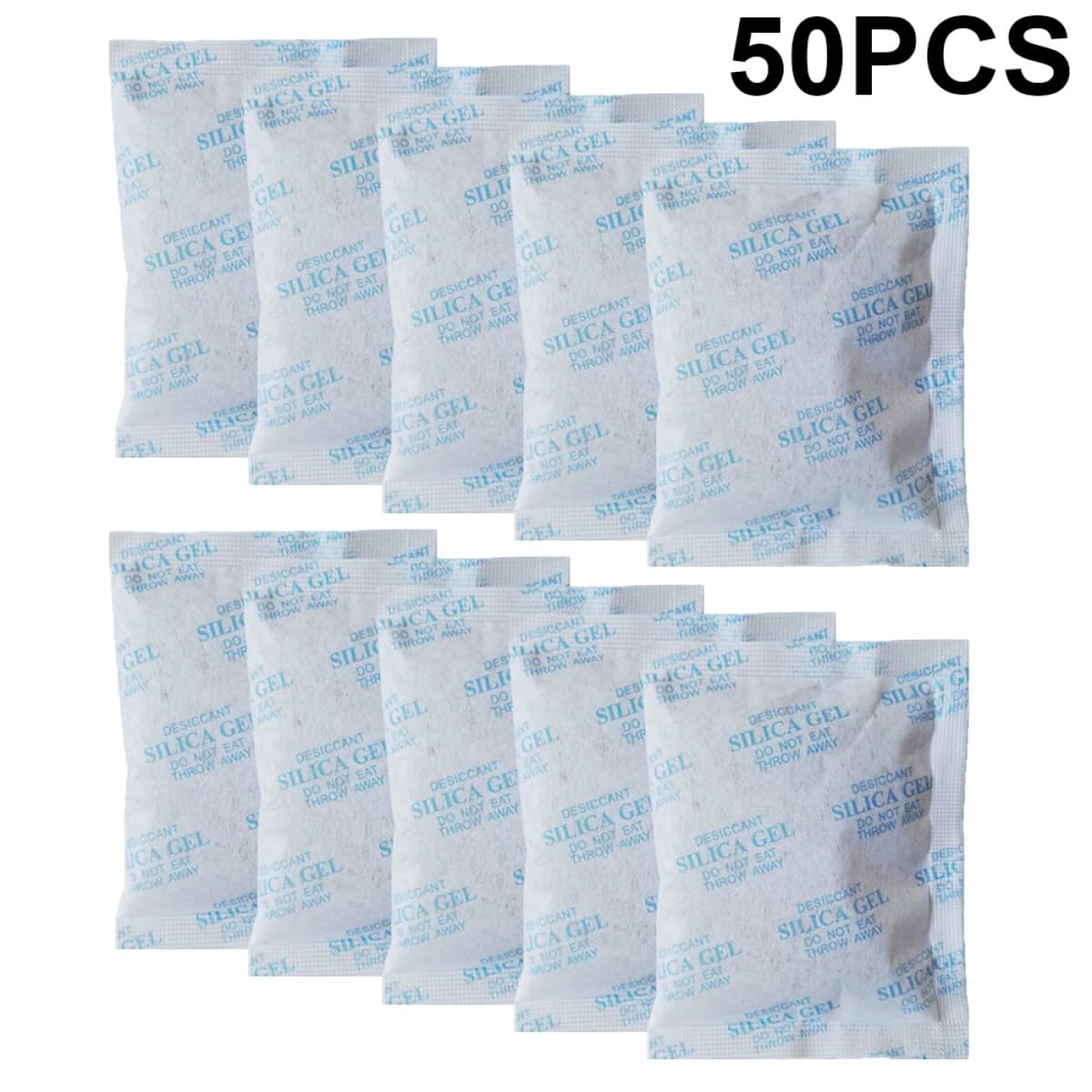 50g Trockenmittelbeutel aus Vlies für Feuchtigkeitsregulierung | Blau, Mineralfüllung, Wiederverwendbar und Nachfüllbar, 50 Stück-pack für Schrank und Kleidung