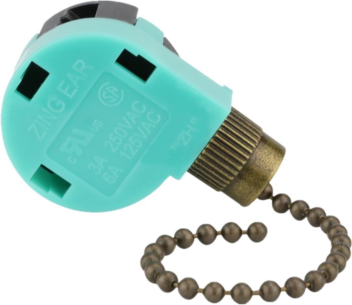 Ceiling Fan Switch 3 Speed 4 Wire Zing Ear ZE-268S6 Pull Chain Switch Control Replacement 3 Speed Control Switch Ceiling Fans, Wall Lamps, Cabinet Light - - 
