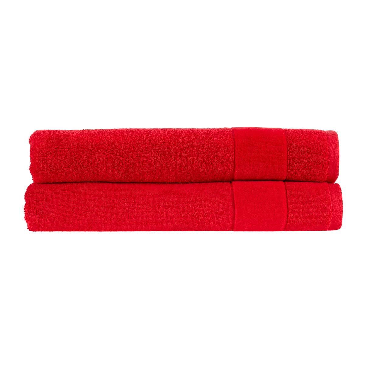 Christy Prism Bath Sheet Set | 2 pieces | Vibrant Colours | 100% Turkish Cotton | Super Soft and Fluffy | Quick Dry | Fire Engine Red