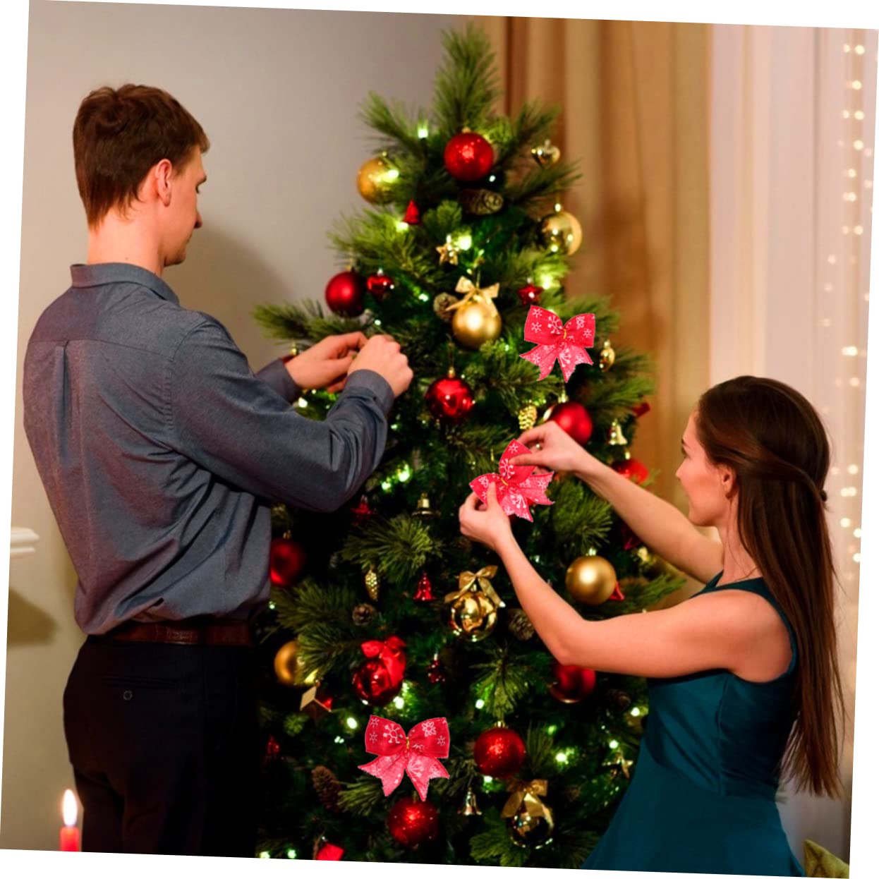 EXCEART 24piezas Decoración De Lazos De Arpillera Motivo De para Navidad De para Árboles y Guirnaldas Festivas