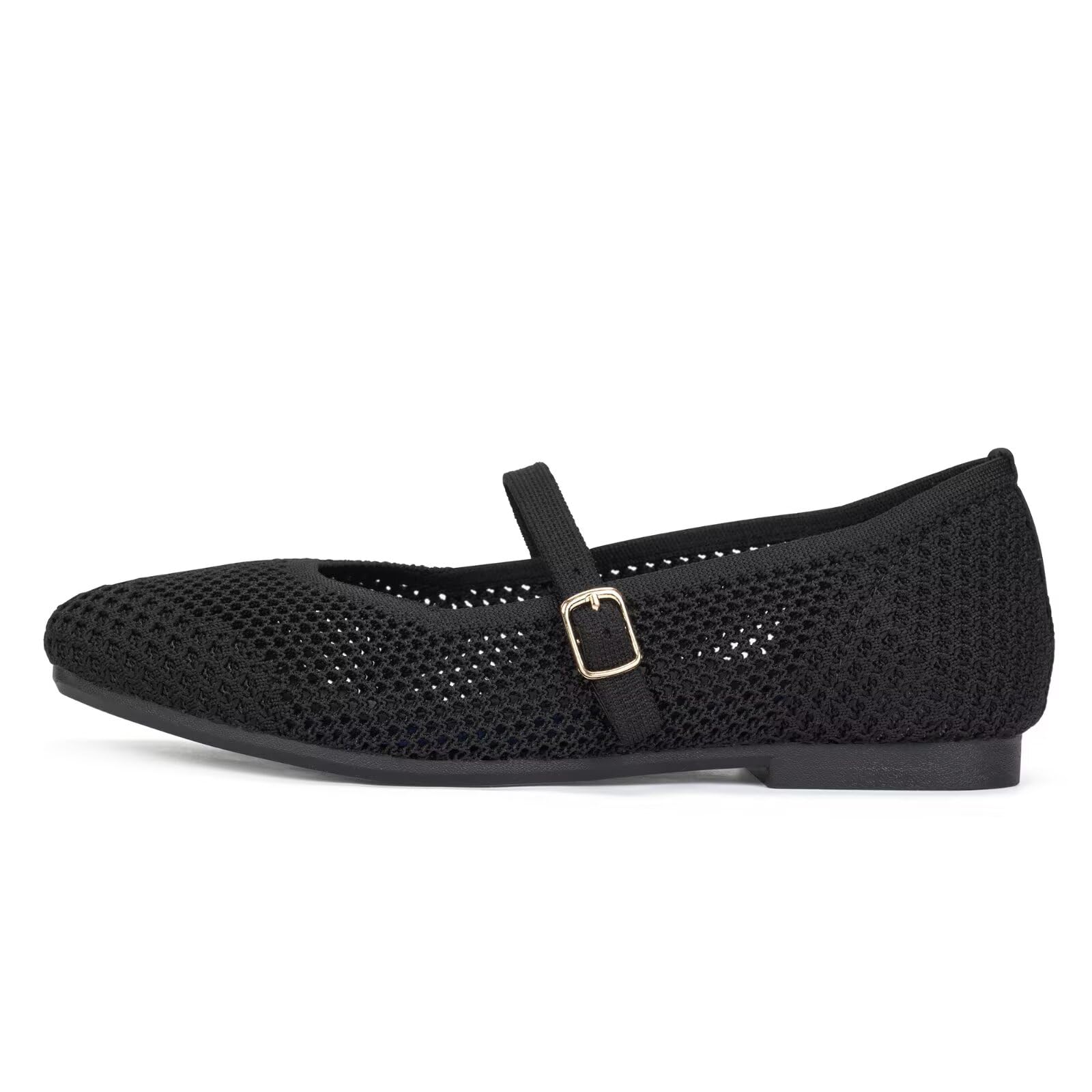 Frank Mully Damen-Freizeitschuhe mit Flacher Sohle quadratische Zehenpartie gestricktes Netzgewebe Flache Komfortschuhe für die Arbeit