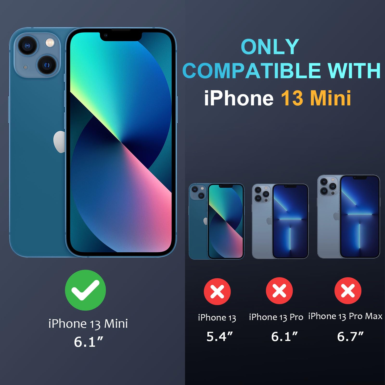 Custodia Magnetica Per IPhone 13 Mini Con Protezione Fotocamera E Vetro Temperato – Blu Sottile Antiurto