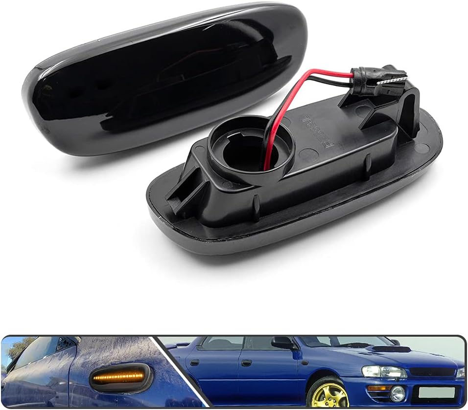 2pcs Amber LED Side Marker Lights for Subaru Impreza GC GM GF 1993-2001 Smoked lens Front Fender Turn Signal Light Replace OEM Sidemarker lamp