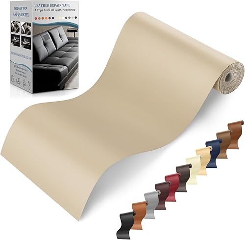 Kit de cinta de reparación de cuero autoadhesiva, parche de reparación de cuero de 4 x 63 pulgadas para muebles, parche de reparación de cuero para