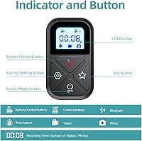 Vista 7 de Smart Remote Control for GoPro，Wireless Camera Controller for Hero 12 11 10 9 8 MAX Black with LCD Display Wrist Strap Rainproof WiFi Controller