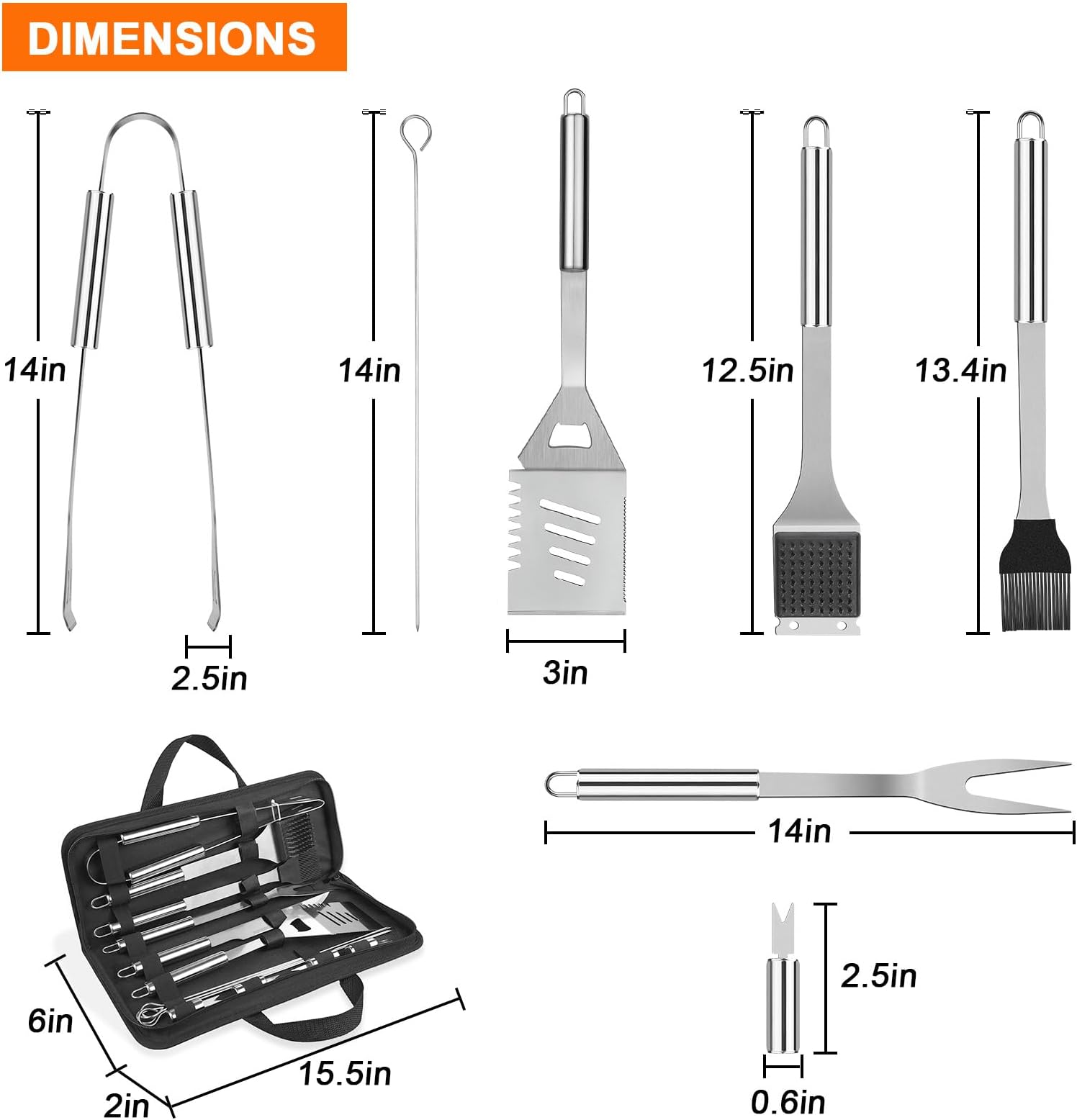 Anpro Grill Kit, Grill Set, Grilling Utensil Set, Grilling Accessories, BBQ Accessories, BBQ Kit, BBQ Grill Tools,Smoker, Camping, Kitchen, Stainless Steel, 21 Pcs,Grilling Gifts for Fathers Day