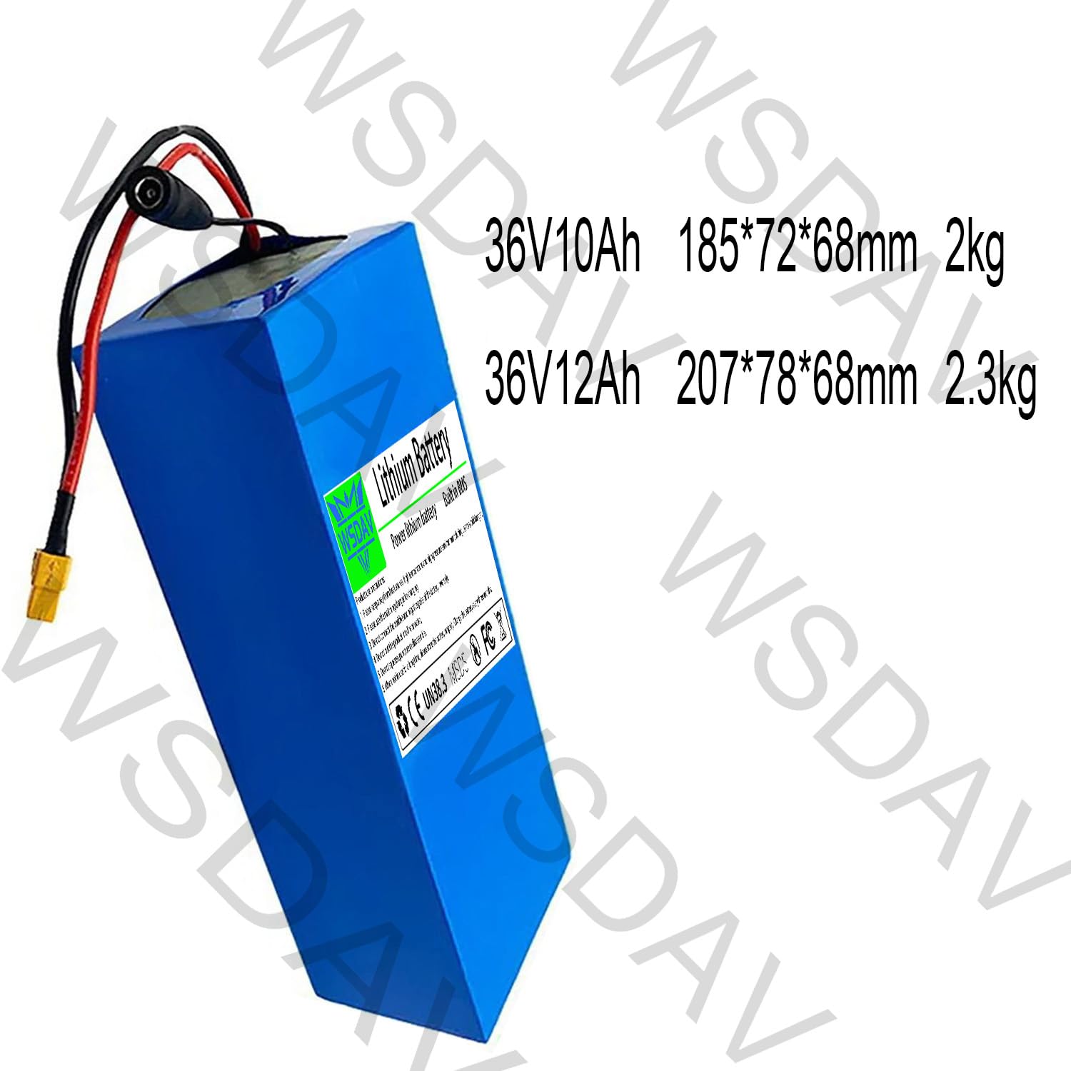 Batería para Bicicleta eléctrica de 36 V, batería para Patinete eléctrico de 10 Ah y 12 Ah, Paquete de baterías de Litio con Cargador para ciclomotor y Bicicleta.,36v12ah