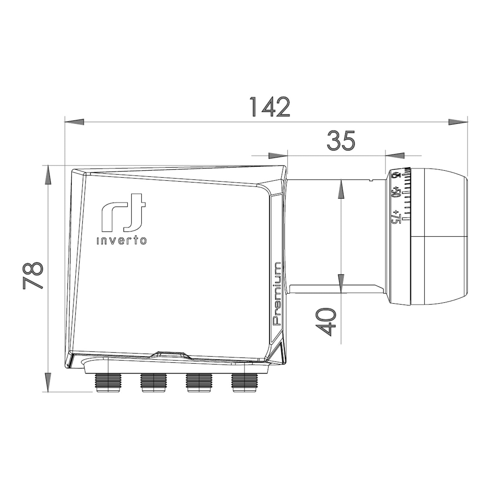Inverto Quattro Premium LNB IDLP-QTL413-PREMU-OPN 40 mm, Full HD, 4K, avec filtre LTE (Quattro (IDLP-QTL413-PREMU-OPN))