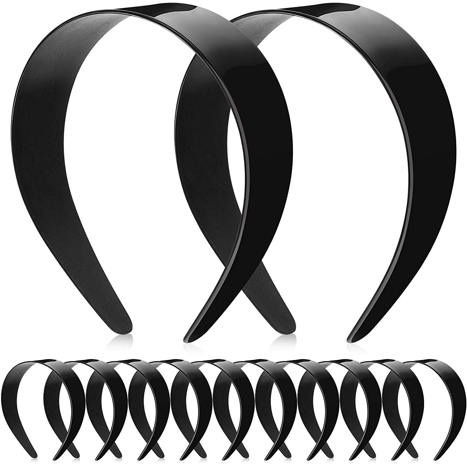 12 Pieces Black Plastic Headbands, 50mm Wide Hard Plastic Headband, Plain Craft Headband, Plastic Hairband for DIY Hair Accessories Women Girl