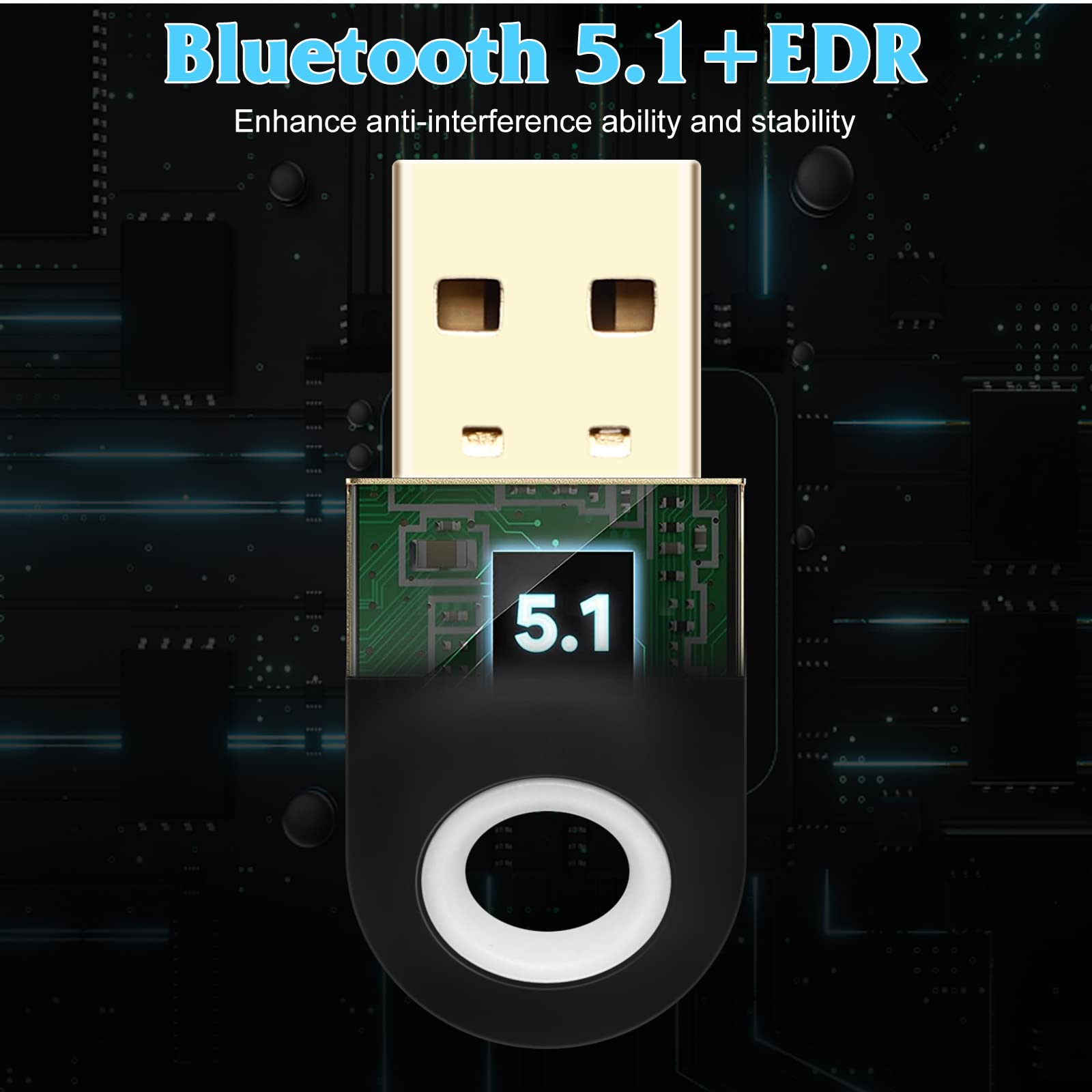 Bluetooth Adapter for PC, UrbanX USB Bluetooth Adapter 5.1 EDR, Bluetooth Dongle Wireless Bluetooth Receiver for Bluetooth Mouse Support Windows 10/8.1/8/7