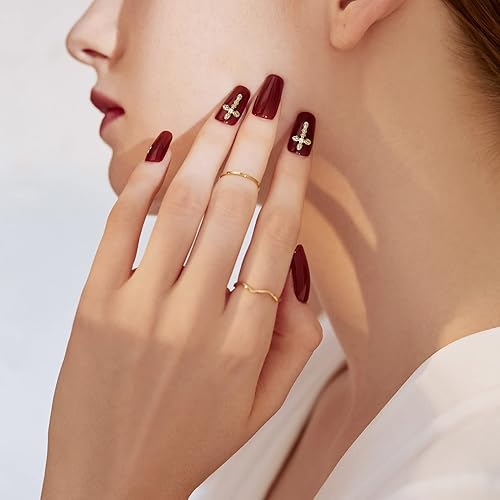 Miniatura 6 de 30 dijes de cruz para uñas, 30 piezas de decoración de uñas cruzadas para arte de uñas, gemas de perlas y diamantes, dijes de uñas dorados, aleación