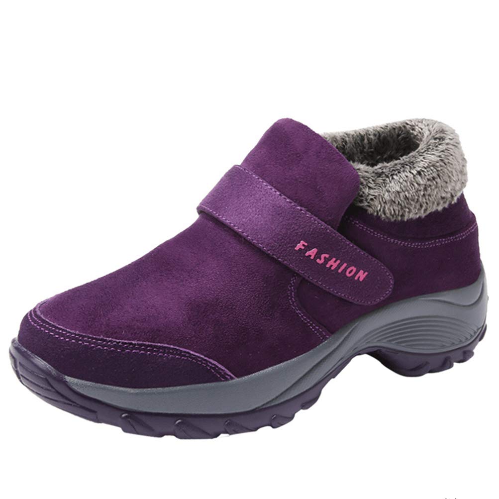 Toride Mujer Botas de invierno de gruesa Cálidas antideslizantes Senderismo Deportes casuales Hook & Loop Zapatillas de deporte al aire libre Zapatillas de deporte cortas de felpa Zapatos