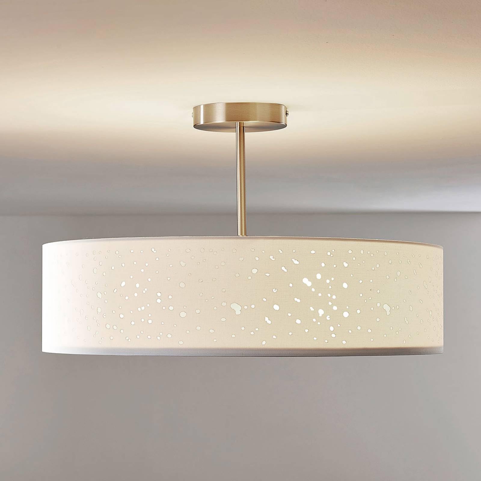 Lindby Plafoniera dimmerabile (Moderno) colore Bianco, in Tessuto ad es. Soggiorno & Sala da pranzo plafoniera tessuto lampada