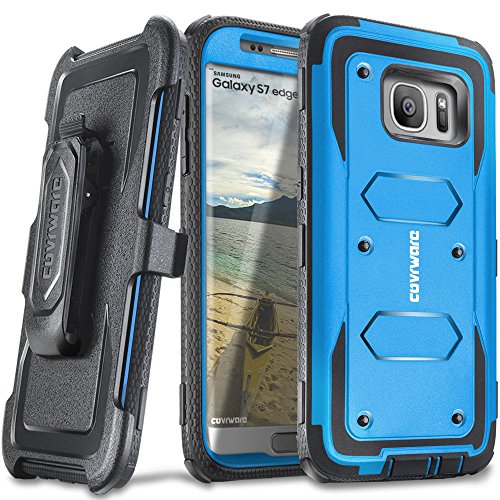 COVRWARE® Galaxy S7 Edge - [Aegis Series] Heavy Duty Dual Layer Hybrid Full-Body Armor Holster Belt-Clip Case [Kickstand] for Samsung Galaxy S7 Edge - Blue (CW-S7EG-AG02)