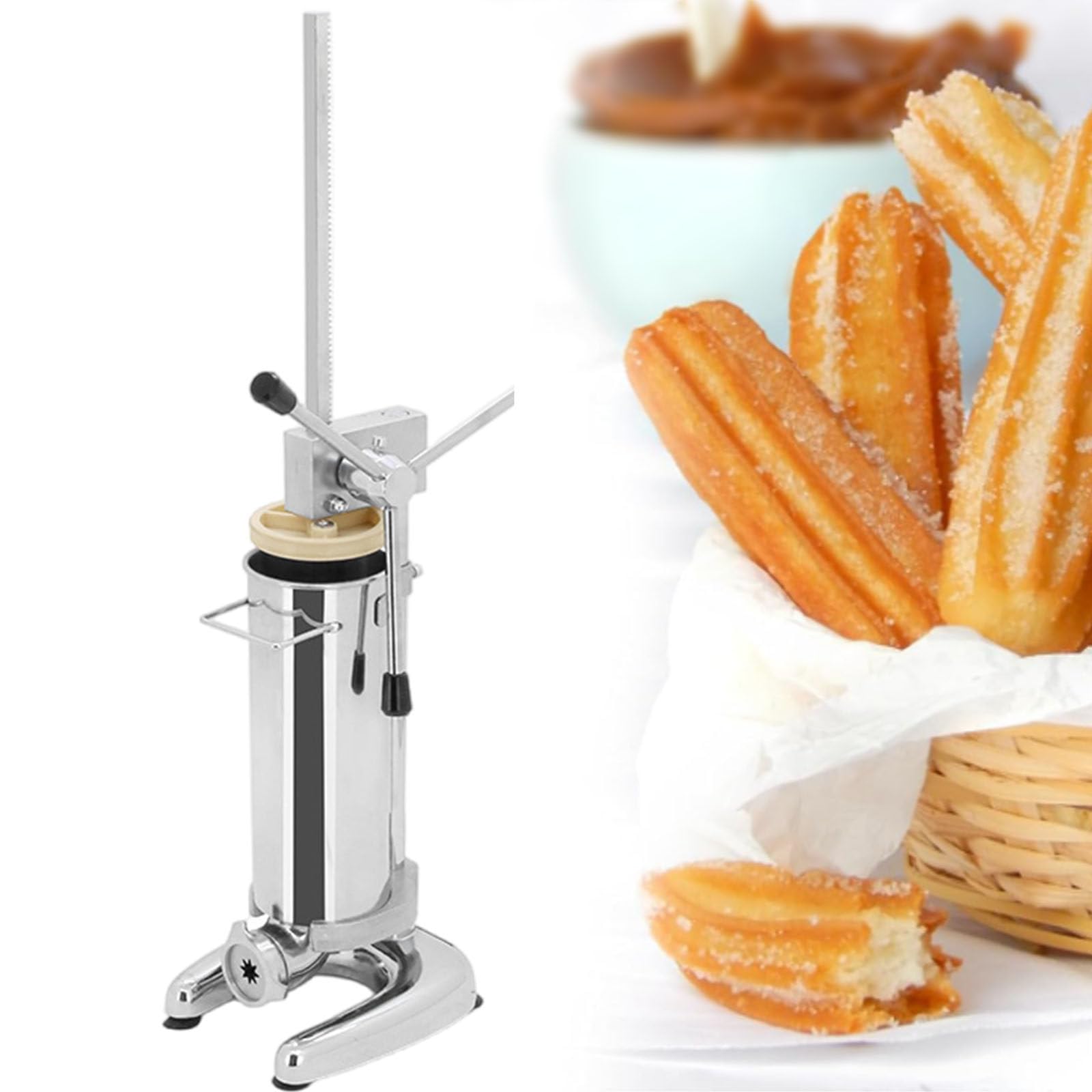 Spanish Churro Machine, Manual Churro Cream Filling Machine, Commercial Latin Fruit Donut Machine, Suitable for Bakery, Restaurant