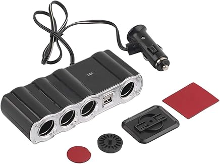 MXECO 12V - 24V 4 Way Multi Socket Car Charger Vehicle Auto Car Cigarette Lighter Socket Splitter & Dual USB Ports Plug Adapter MXECO 12V - 24V 4 Way Multi Socket Car Charger Vehicle Auto Car Cigarette Lighter Socket Splitter & Dual USB Ports Plug Adapter