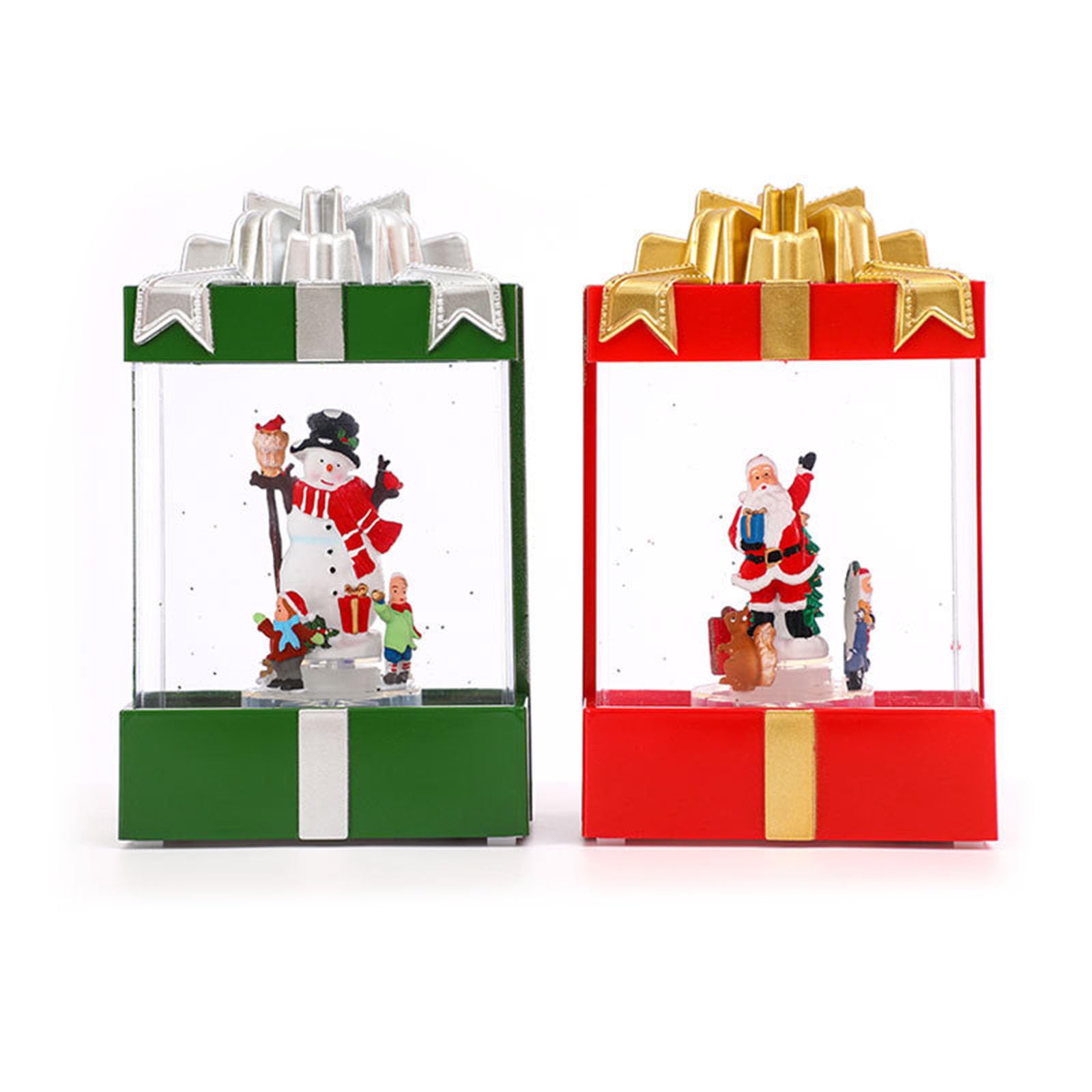Weihnachts Schneekugel Lichterkette mit Weihnachtsmann Rentierschlitten Dekorationen, leuchtende Kastenform für Kinder, Kinderzimmer, Dekoration, Baumlichter