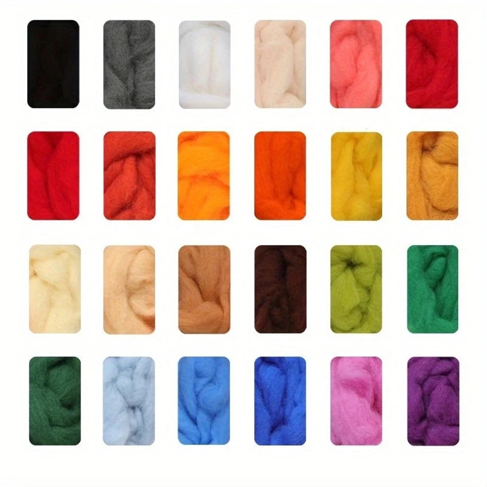 Wollroving 24 Farben for Nadelfilzen, Handspinnen, DIY, lustige Puppenhandarbeit Für Nadelfilzen