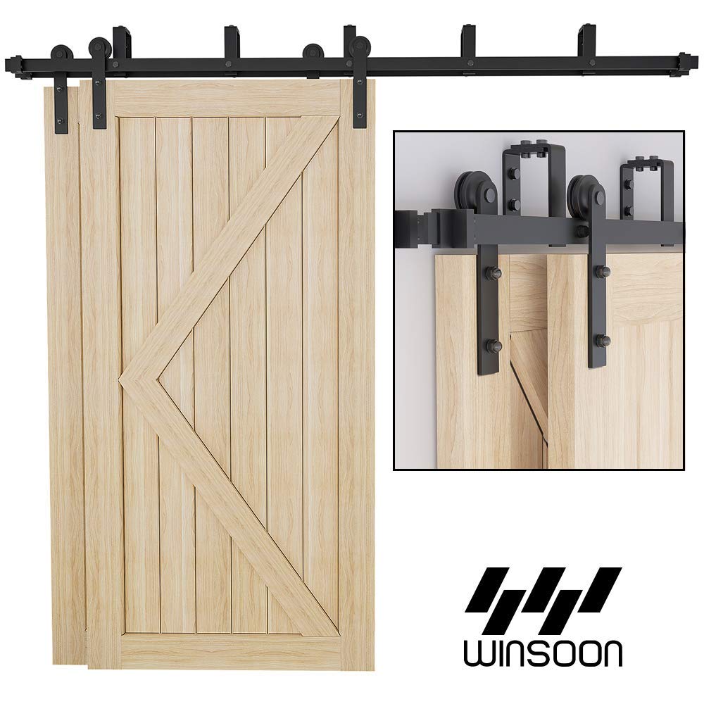 Buy WINSOON Sliding Barn Door Hardware Kit 4ft Bypass Double Track for