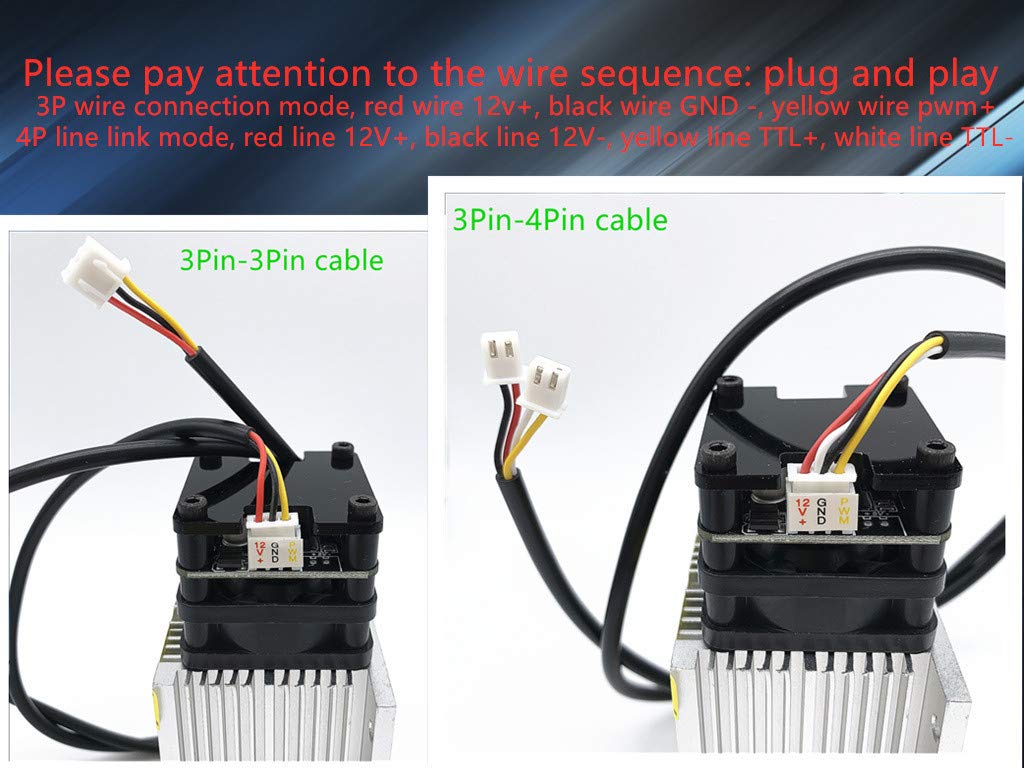 (40) Cabezal láser, módulo láser azul, grabado ultrarrápido de acero inoxidable y metal oxidado, alta transmitancia, con PWM TTL