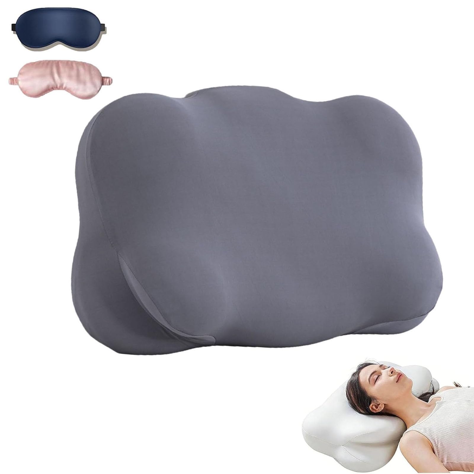Cloud Neck Pillow, Cloud Pillow, Ergonomic Memory Foam Pillows, Adjustable Cervical Neck Support Pillow with Breathable Pillowcase for Side Back Stomach Sleepers (Gray)