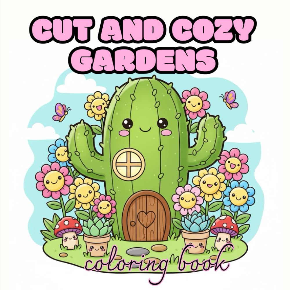 Cute & Cozy Gardens Coloring Book: Relaxing Garden Scenes for Kids and Adults