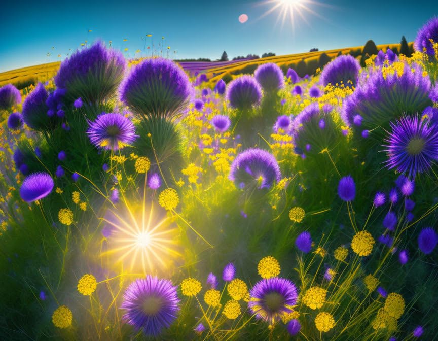 Impression sur toile violet et jaune sans cadre de 50x70 cm pour décoration