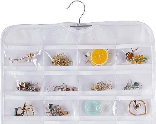 Miniatura 2 de Bloss Organizador de joyas colgante con 80 bolsillos de doble tamaño para almacenamiento de joyas para almacenamiento de pendientes de joyería,