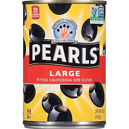 Pearls Pitted California - Aceitunas maduras grandes, 6 onzas