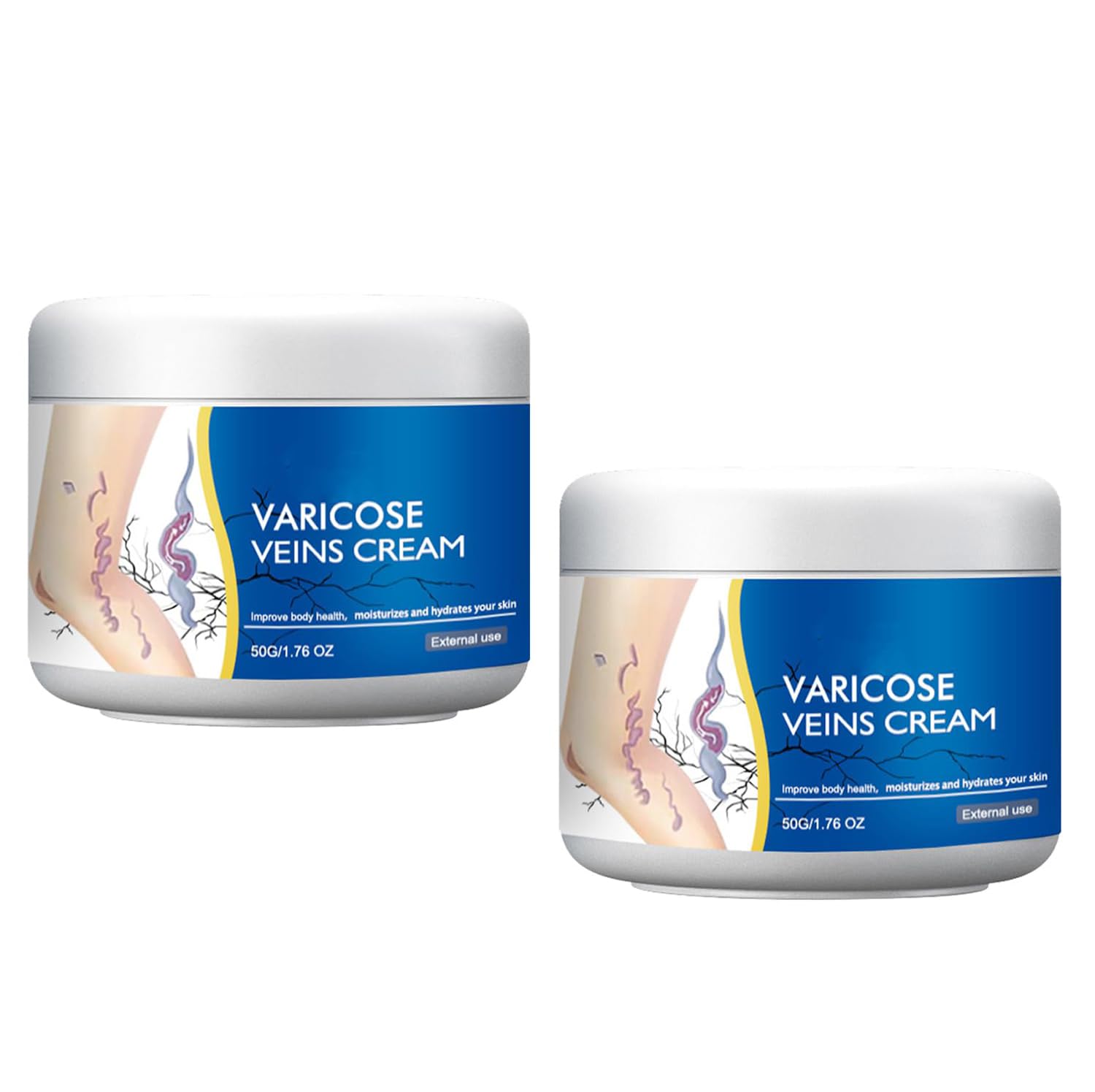 Tbexem 2PCS Varicose Veins Treatment Cream for Legs Natural Ingredients, Non-Sticky Formula for Most Skin Types
