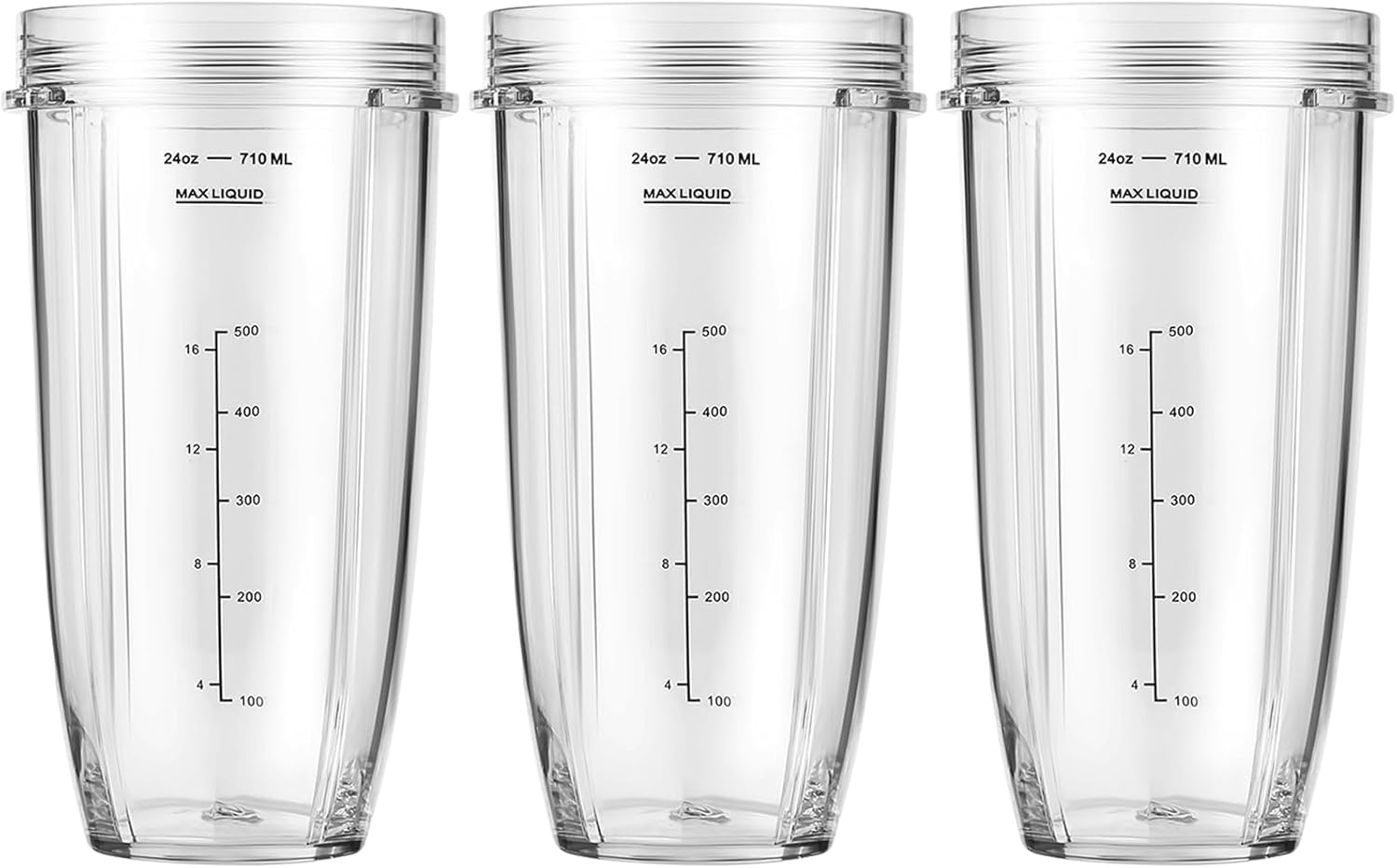 MEET JUICE 3-Pack 24oz Ninja Blender Cups, Blender Replacement Parts Compatible with Ninja Auto-iQ Series Blenders BL480 BL481 BL482 BL640 BL682 BL2012 BN801