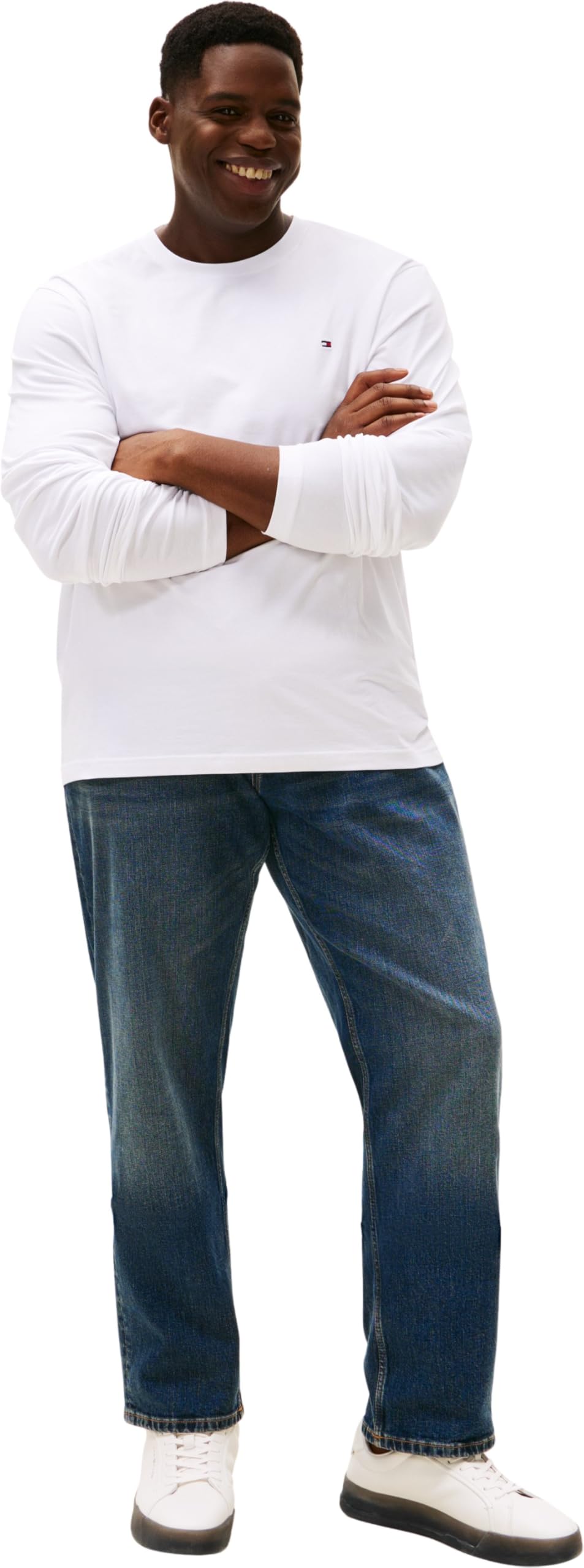 Tommy Hilfiger T-Shirt Manches Longues Homme Stretch Slim Fit avec Col Ras-du-Cou