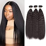 Kerriana Yaki Human Hair Bundles 100% Unprocessed Brazilian 3 Bundles 14 16 18 inch Kinky Straight for Black Women