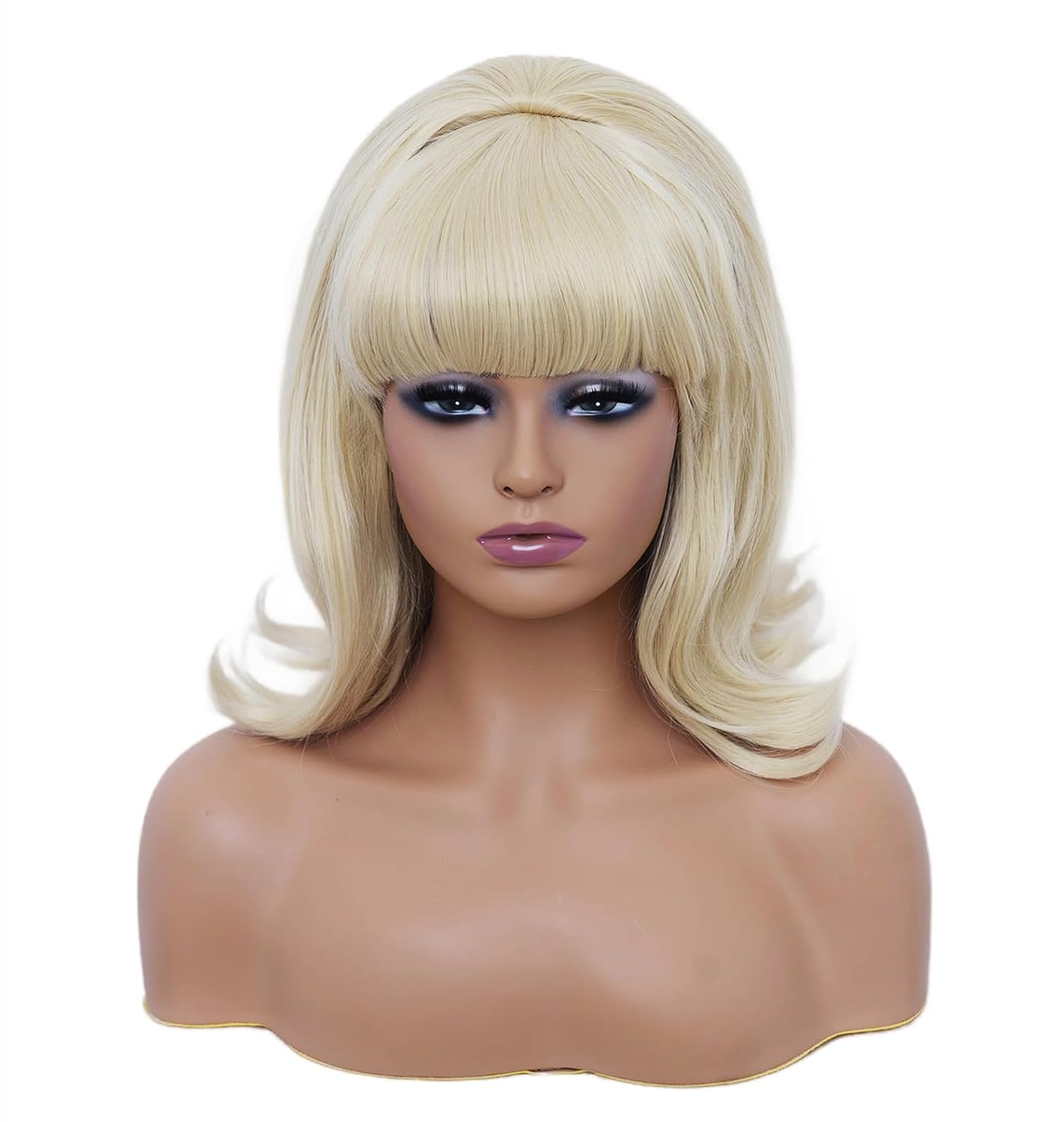 Rugelyss Short Blonde Wig with Bang Retro Bouffant Beehive Wigs fits 80s Costume or Halloween Party