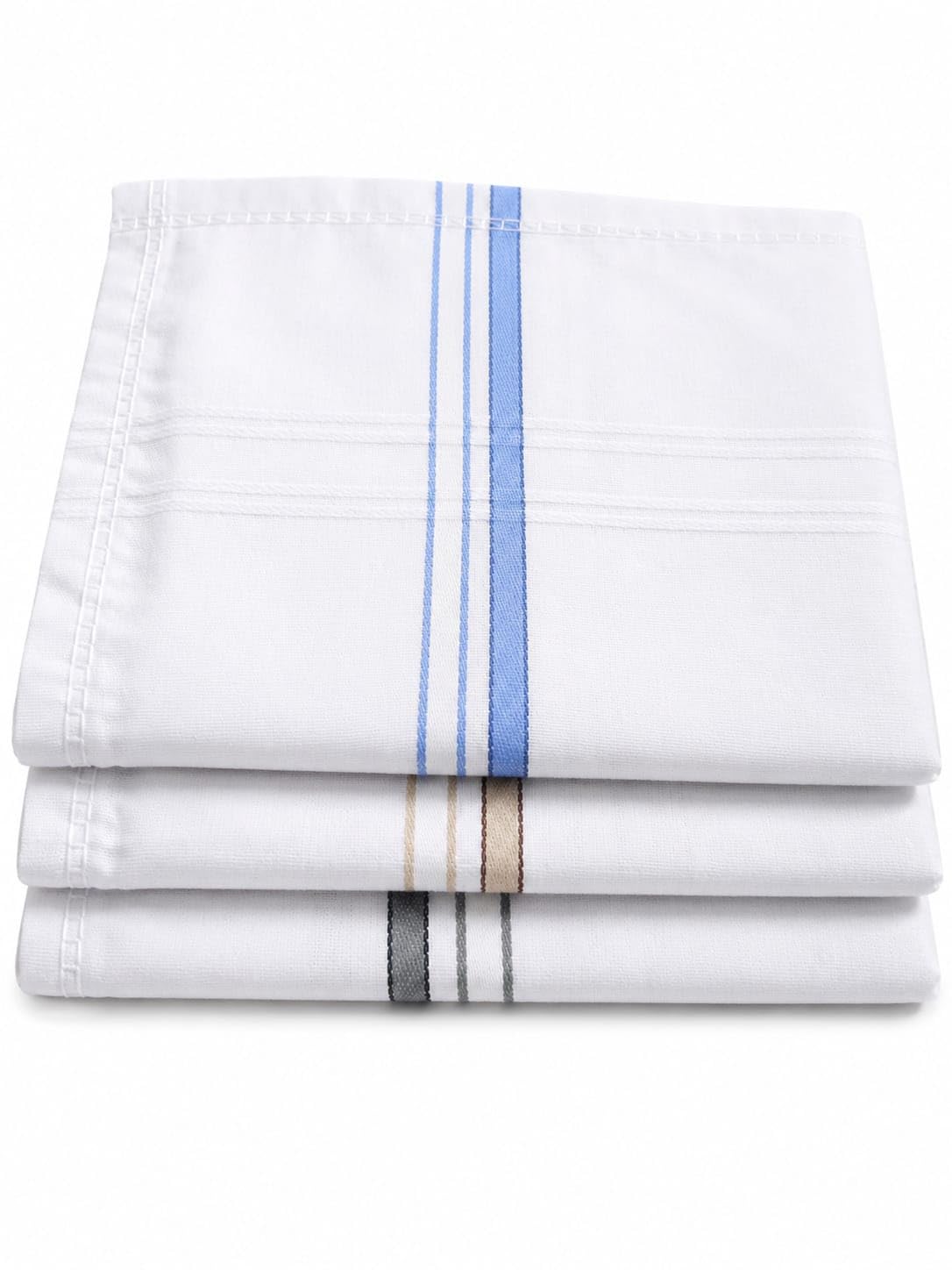 AKSHINE, Handkerchief for Men Cotton | Soft Pure Cotton Hanky Set for Men & Boys | White Rumal | Large Size 43 x 43 cm | Reusable Daily Use (3, White Colour Strips)-picture-33