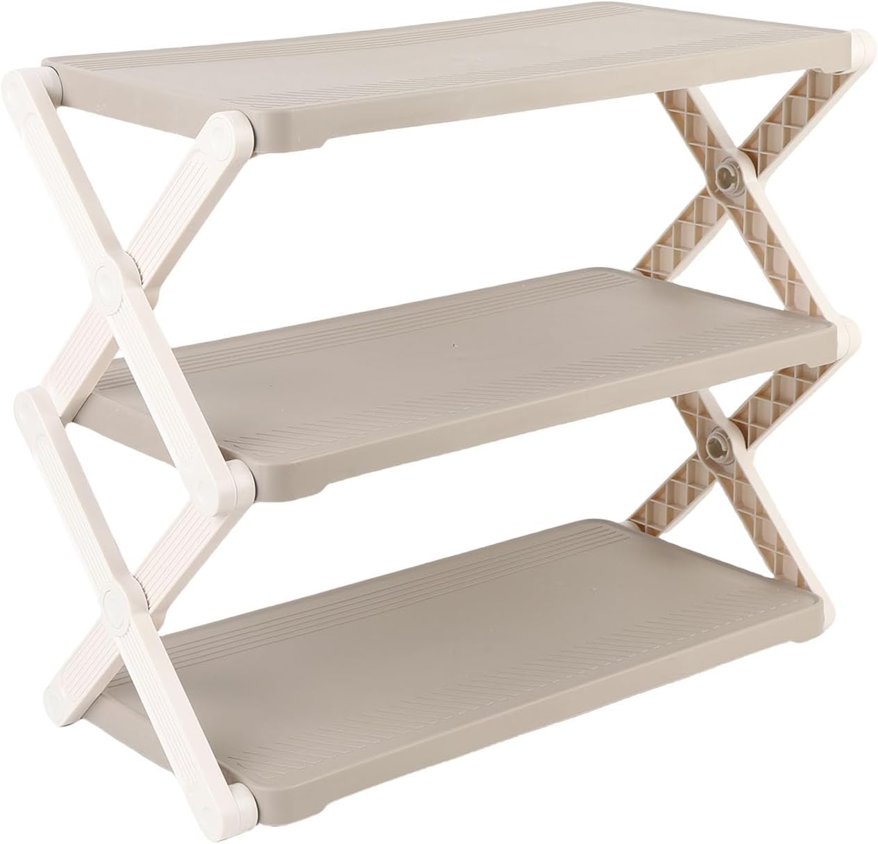 AUNMAS Foldable Shoe Rack, Shoe Storage Stand, Stable Shelf with Strong Load Bearing Capacity, Compact Size for Hallway or Stairwell, Multifunctional Shoes Organizer (3 Tier)