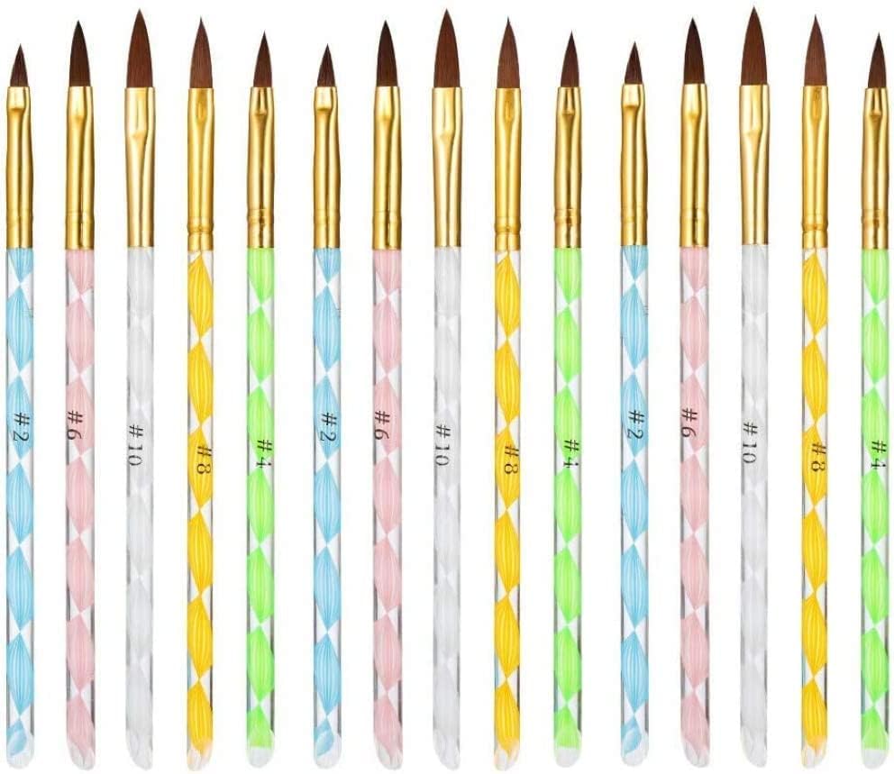 Acrylic Nail Brush Set for Acrylic Powder, Poly Extension Gel Brush, Nail Art Tips Builder Brush, for Acrylic Application UV Gel Acrylic Brushe with Glitter Handle For Nail Art, (SET - B)-image-21