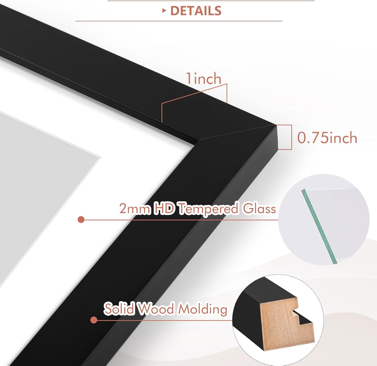 Golden State Art, Set of 2, 7x14 Black Photo Wood Collage Frame with Mat Displays (3) 4"x6" Pictures