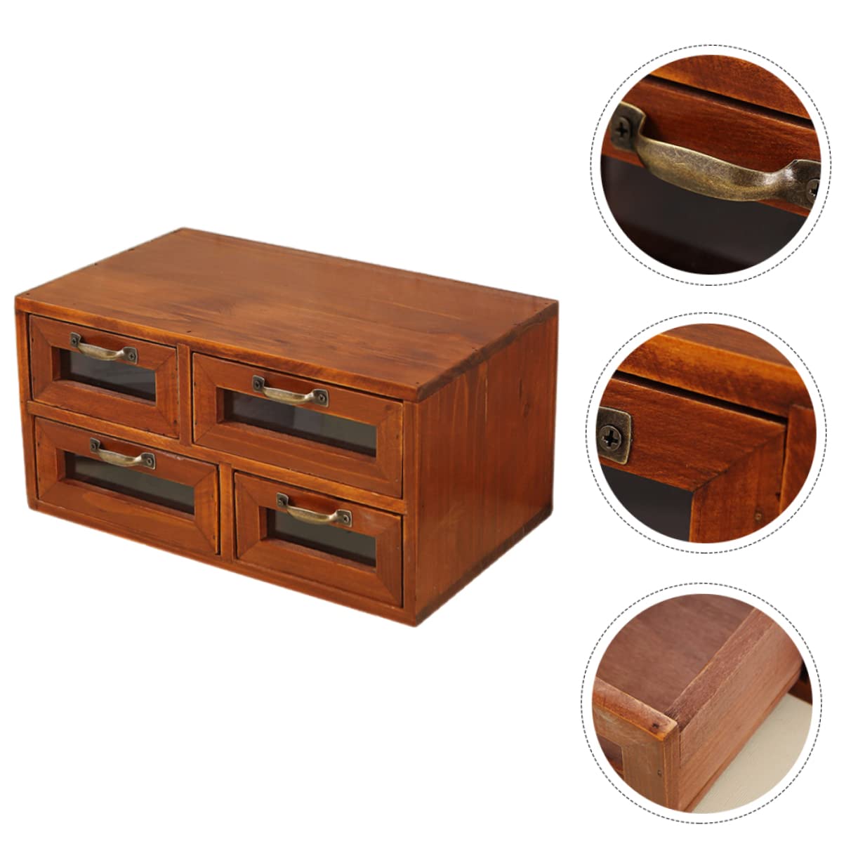 SHINEOFI Rustikaler Schreibtisch Organizer mit 4 Schubladen Doppellagiges Design und Staubschutz für Büro und Zuhause Aufbewahrung