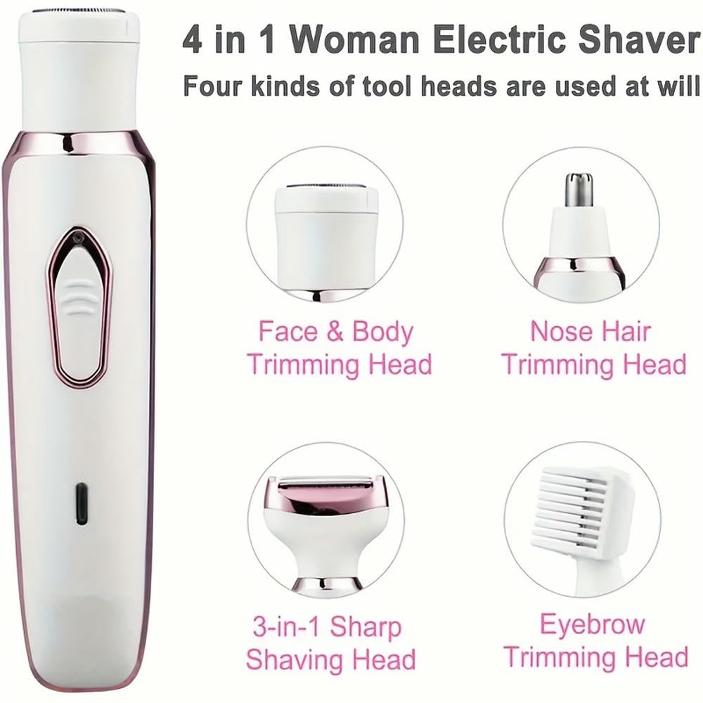 Afeitadora eléctrica SYJYM para Mujer, 4 en 1, para depilación Facial, afeitadora Facial, Recortadora de Vello púbico, afeitadora de Bikini, afeitadoras para Mujer